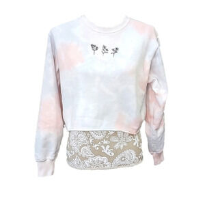 Hollister Cropped Pink/Blue Tie Dyed Cropped Sweatshirt XS